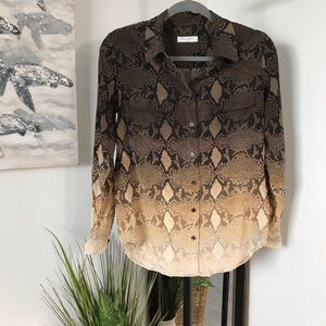 Equipment Long Sleeve Ombré Button Down Blouse